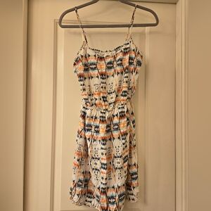 Old Navy Coral and Blue Patterned Mini Dress